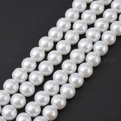 White Glass Pearl Round Loose Beads For Jewelry Necklace Craft Making US-X-HY-10D-B01-1