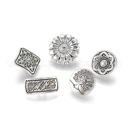 1-Hole Tibetan Style Alloy Shank Buttons US-PALLOY-WH0035-01AS-1