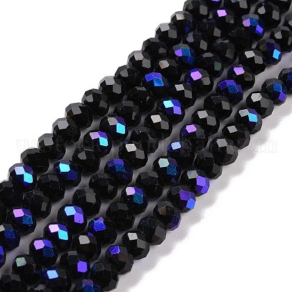 Electroplate Opaque Solid Color Glass Beads Strands US-EGLA-A034-P4mm-L01-1
