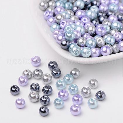 Silver-Grey Mix Pearlized Glass Pearl Beads US-HY-X006-6mm-13-1