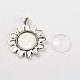 Sun Flower Alloy Pendant Cabochon Settings and Half Round/Dome Clear Glass Cabochons US-DIY-X0222-AS-3