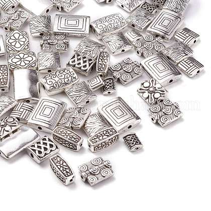 Antique Silver Mixed Rectangle Alloy Tibetan Style Beads US-TIBEB-MSMC008-08AS-1