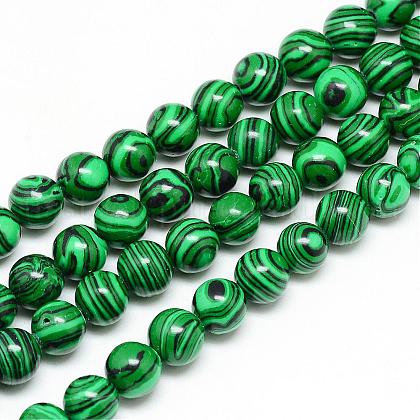 Synthetic Malachite Beads Strands US-G-T053-6mm-05-1