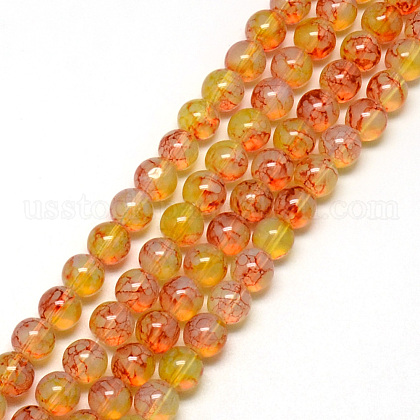 Baking Painted Glass Beads Strands US-DGLA-Q023-8mm-DB42-1