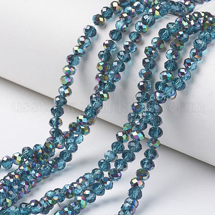 Electroplate Transparent Glass Beads Strands US-EGLA-A034-T6mm-Q12-1