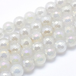 Electroplated Natural Agate Beads Strands US-G-O164-01B-8mm