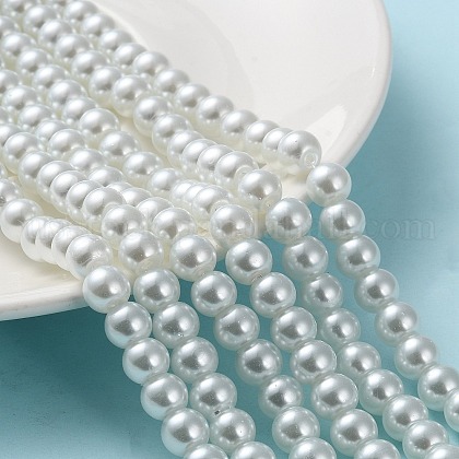 White Glass Pearl Round Loose Beads For Jewelry Necklace Craft Making US-X-HY-8D-B01-1