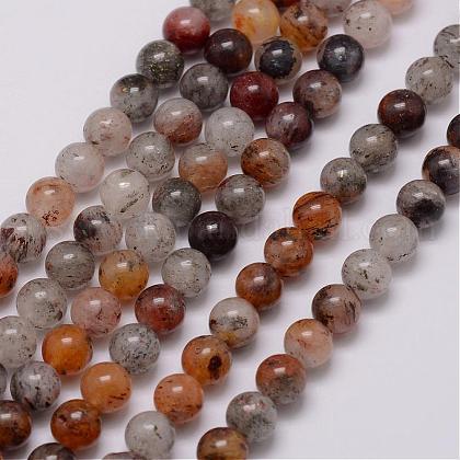 Natural Lodolite Quartz Beads Strands US-G-P181-01-8mm-1