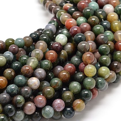 Natural Indian Agate Round Bead Strands US-G-P075-40-4mm-1