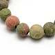 Natural Frosted Unakite Round Bead Strands US-G-M064-8mm-06-2