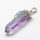 Electroplate Natural Quartz Crystal Pointed Pendants US-G-F463-01S-4