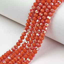 Electroplate Opaque Solid Color Glass Beads Strands US-EGLA-A034-P4mm-L03
