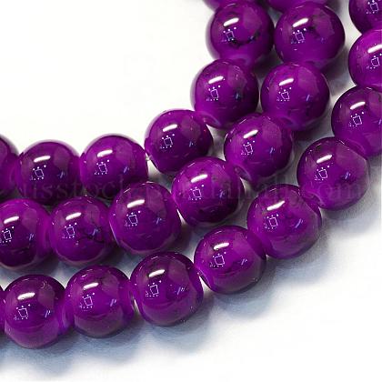 Baking Painted Glass Round Bead Strands US-DGLA-Q019-8mm-51-1