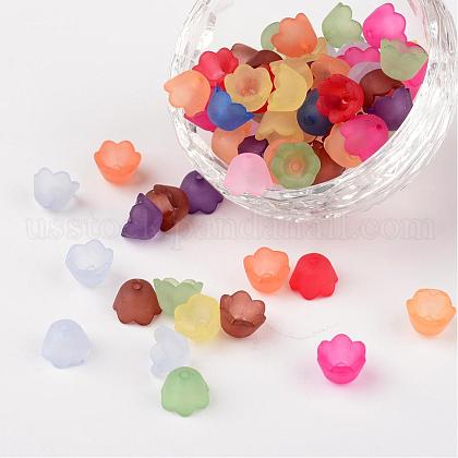 Mixed Frosted Acrylic Tulip Flower Bead Caps US-X-PL543-1