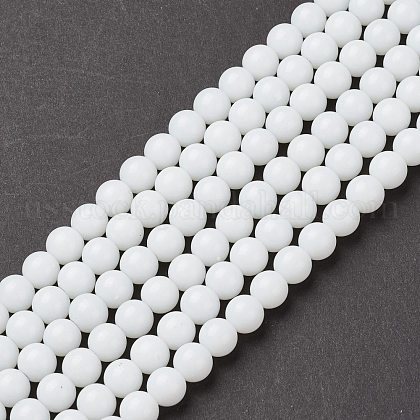 Round White Glass Beads Strands US-X-GR8mm26Y-1