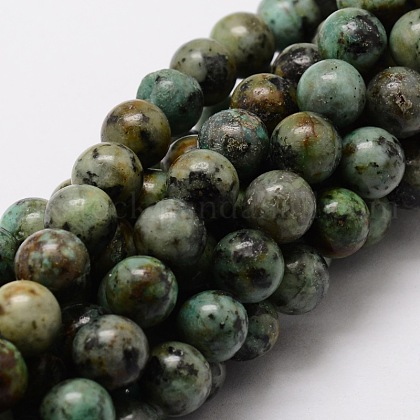 Natural African Turquoise(Jasper) Round Beads Strands US-G-E329-6mm-41-1