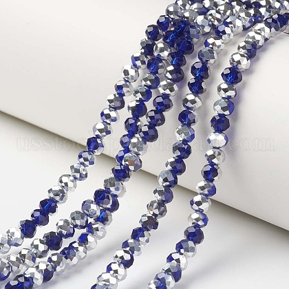 Electroplate Transparent Glass Beads Strands US-EGLA-A034-T4mm-M09-1