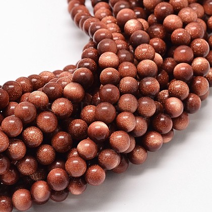 Synthetic Goldstone Round Bead Strands US-G-P075-48-8mm-1