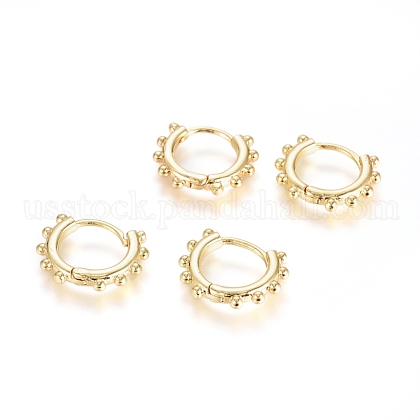 Brass Huggie Hoop Earrings US-EJEW-G275-03G-1