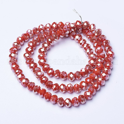 Electroplate Opaque Solid Color Glass Beads Strands&nbsp;US-EGLA-A034-P4mm-C01-2