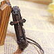 Adjustable Cross with Word Iron Braided Leather Cord Bracelets US-BJEW-P0001-02A-3
