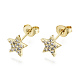 Brass Micro Pave Clear Cubic Zirconia Stud Earrings US-EJEW-T046-30G-NF-1