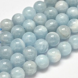 Round Grade AB Natural Aquamarine Beads Strands US-G-F289-01-8mm