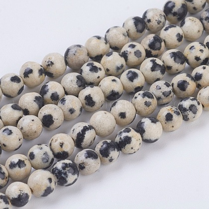 Natural Dalmation Jasper Beads Strands US-G-G515-4mm-06-1