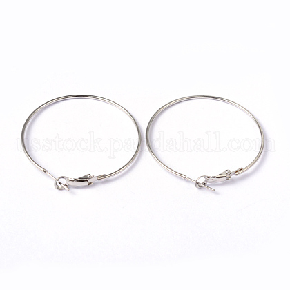 Platinum Color Brass Hoop Earrings US-X-EC108-3NF-1