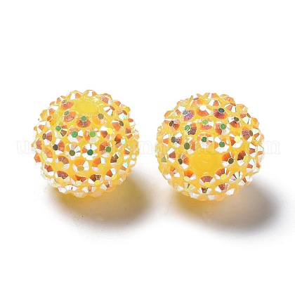 Chunky Resin Rhinestone Bubblegum Ball Beads US-CLAY-G007-11-1