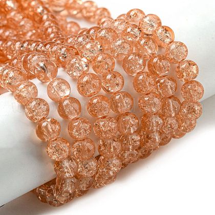 Spray Painted Crackle Glass Beads Strands US-CCG-Q001-6mm-05-1