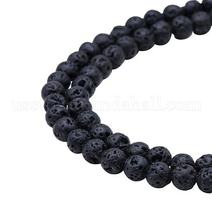 6mm Natural Black Lava Rock Stone Rock Gemstone Gem Round Loose Beads Strand 15.7 inch for Jewelry Making US-G-PH0014-6mm-1