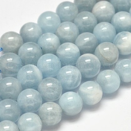 Round Natural Aquamarine Beads Strands US-G-F289-01-8mm-1