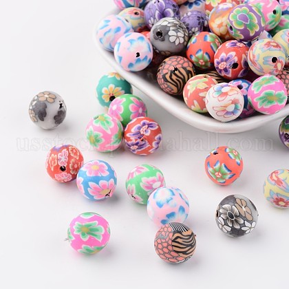 Handmade Polymer Clay Beads US-FM12mmY-1
