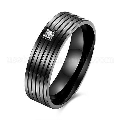 Valentine's Day Gifts Titanium Steel Cubic Zirconia Couple Rings For Men US-RJEW-BB16446-10-1