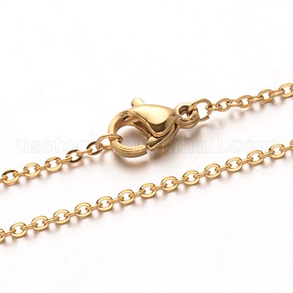 Vacuum Plating 304 Stainless Steel Cable Chain Necklaces US-NJEW-M124-01G-1