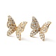 Clear Cubic Zirconia Butterfly Stud Earrings US-EJEW-F281-07G-1