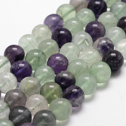 Natural Fluorite Bead Strands US-G-G735-24-6mm-AB+-1