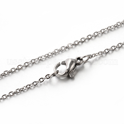 Classic Plain 304 Stainless Steel Mens Womens Cable Chain Necklaces US-STAS-M174-025P-1