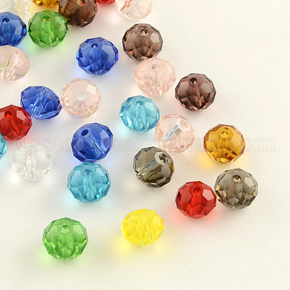 Faceted Rondelle Transparent Glass Beads US-GLAA-R152-10mm-M1-1