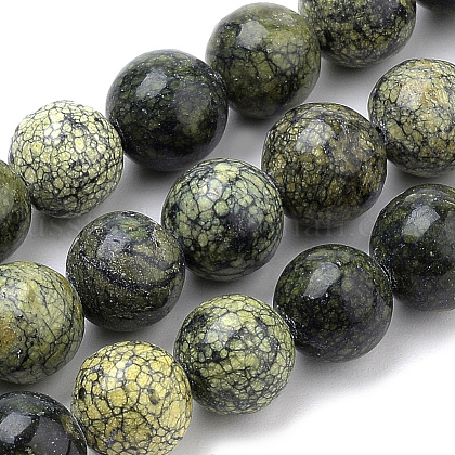 Natural Serpentine/Green Lace Stone Beads Strands US-G-S259-15-10mm-1