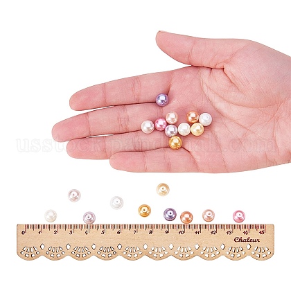 PandaHall Elite 10 Color Eco-Friendly Pearlized Round Glass Pearl Beads US-HY-PH0004A-8mm-03-1