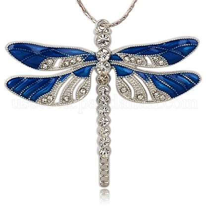 Platinum Alloy Enamel Dragonfly Big Pendants US-ENAM-J033-03P-1