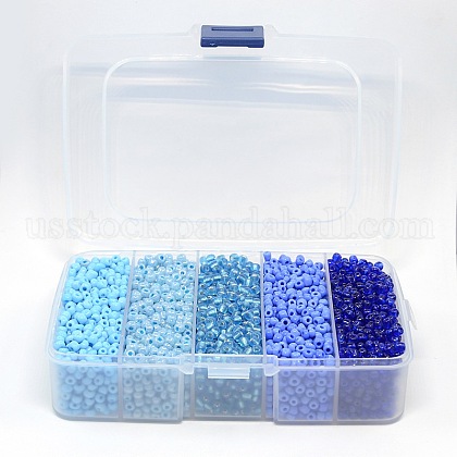 1 Box Blue 6/0 Glass Seed Beads US-SEED-X0024-B-1