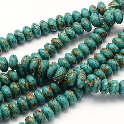 Dyed Synthetic Turquoise Rondelle Bead Strands US-TURQ-Q100-02A-01-1