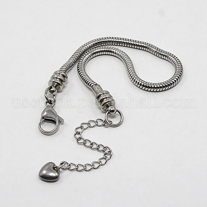 304 Stainless Steel European Round Snake Chains Bracelets US-STAS-J015-05-1