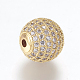 Brass Micro Pave Cubic Zirconia Beads US-ZIRC-E134-12mm-04G-2