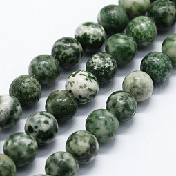 Natural Green Spot Jasper Beads Strands US-G-I199-30-6mm