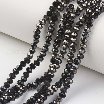 Electroplate Opaque Glass Beads Strands US-EGLA-A034-P4mm-P01-1