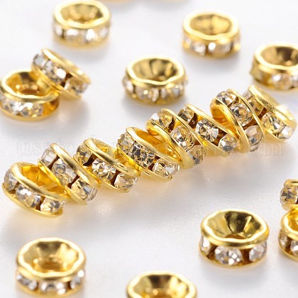 Iron Rhinestone Spacer Beads US-RB-A010-6MM-G-1